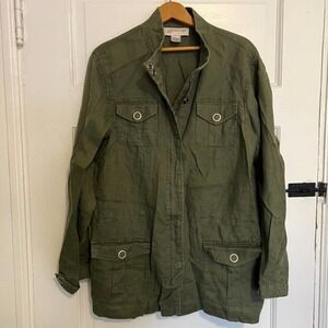 JONES New York Sport Linen Dark Green Utility Jacket L